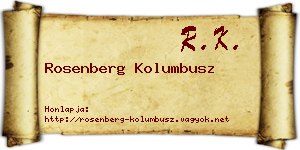 Rosenberg Kolumbusz névjegykártya
